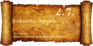 Lukovits Tardos névjegykártya